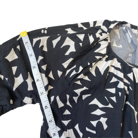 Everlane Black White Floral Seersucker Dress 3/4 Sleeve Pockets XXS - Picture 13 of 15